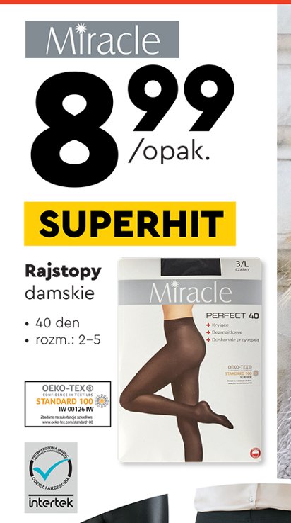Rajstopy damskie perfect 40 den rozm. 4 Miracle promocja
