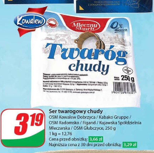 Twaróg klimek Kabako milk promocja w Dino
