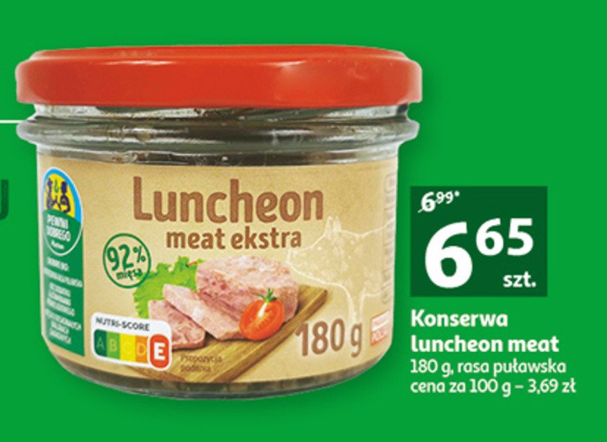 Luncheon meat extra Auchan pewni dobrego promocja