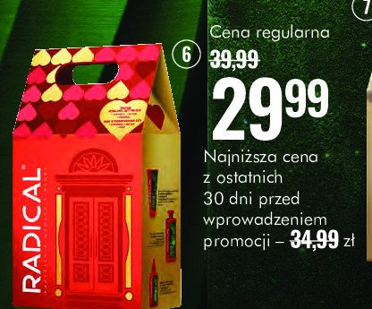 Zestaw w pudełku: szampon do włosów 330ml + mgiełka 200ml + serum 100ml Radical promocja