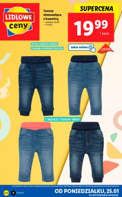 Spodnie jeansy niemowlęce z bawełną 62-92 promocja