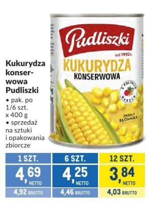 Kukurydza konserwowa Pudliszki 400g promocja w Makro