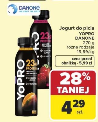 Jogurt do picia YOPRO Danone różne rodzaje promocja w Carrefour