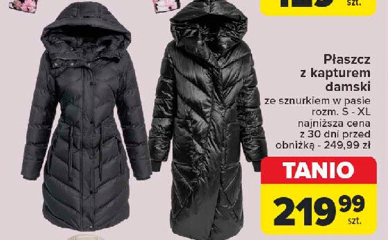 Płaszcz z kapturem damski s-xl promocja