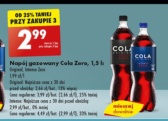 Napoj Cola original zero promocja