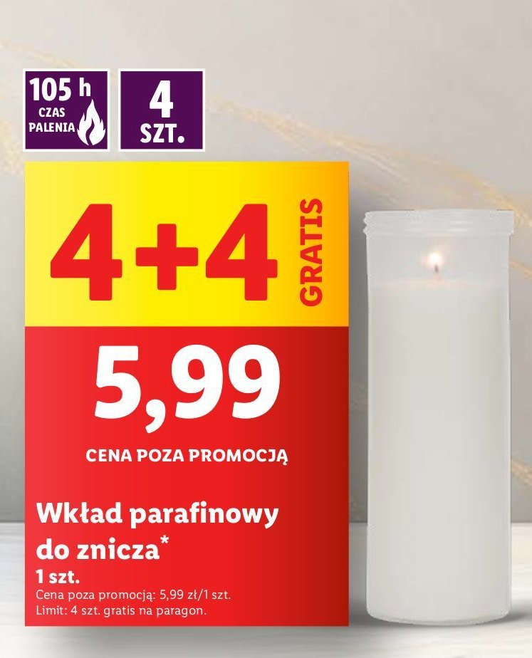 Wkład parafinowy 105 h Lumia promocja w Lidl