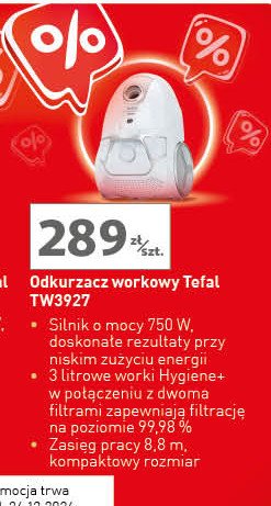 Odkurzacz workowy tw 3927 ea Tefal promocja w Auchan