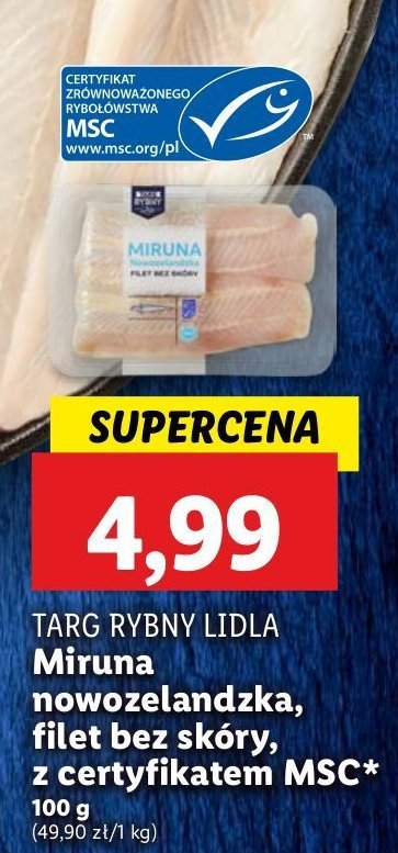 Miruna nowozelandzka filet bez skóry Rybny targ lidla promocja