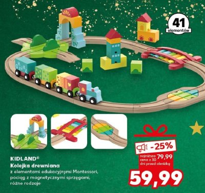 Kolejka drewniana z elementami edukacyjnymi promocja w Kaufland