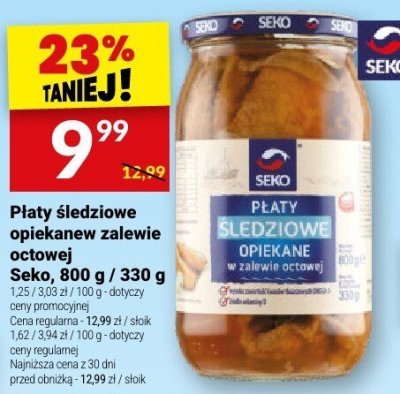 Płaty śledziowe opiekane zalewie octowej Seko, 800 g / 230 g promocja w Twój Market