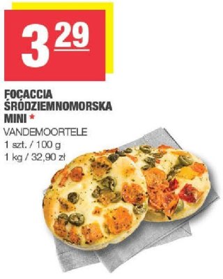 Focaccia śródziemnomorska mini Vandemoortele promocja w SPAR