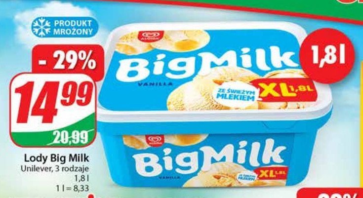 Lody vanilla Algida big milk promocje