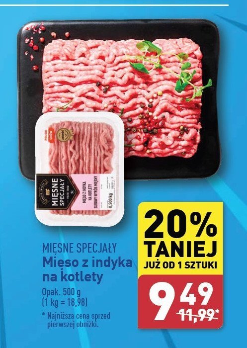 Mięso mielone z indyka Mięsne specjały zawsze świeże (aldi) promocja