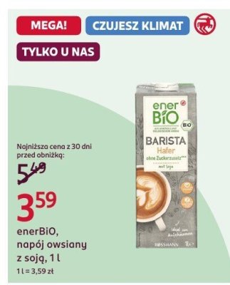 Napój owsiany Barista z soją, 1 l promocja w Rossmann