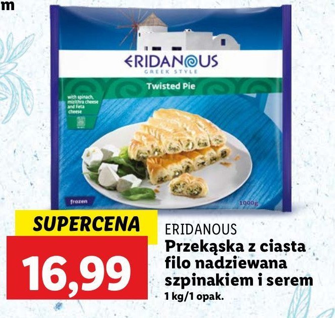 Ciasto filo z nadzieniem szpinakowo-serowym Eridanous promocja