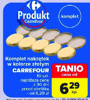 Nakrętki do słoików małe Carrefour promocja w Carrefour