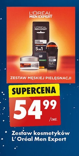 Zestaw w pudełku pure carbon: żel pod prysznic + krem do twarzy + dezodorant w kulce L'oreal men expert zestaw promocja