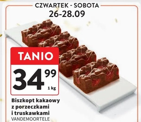 Biszkopt kakaowy z porzeczkami i truskawkami Vandemoortele promocja