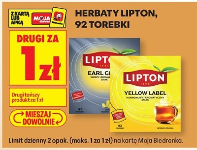 Herbaty, 92 torebki drugi produkt za 1 zł promocja w Biedronka