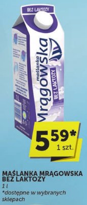 Maślanka Mrągowska bez laktozy 1 l promocja w Euro Sklep