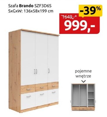 Szafa Brando SZF3D6S Black Red White promocja w Black Red White