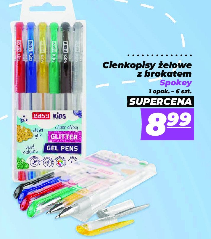 Cienkopisy żelowe z brokatem Easy kids promocja