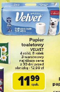 Papier toaletowy delikatnie biały Velvet promocja w Carrefour