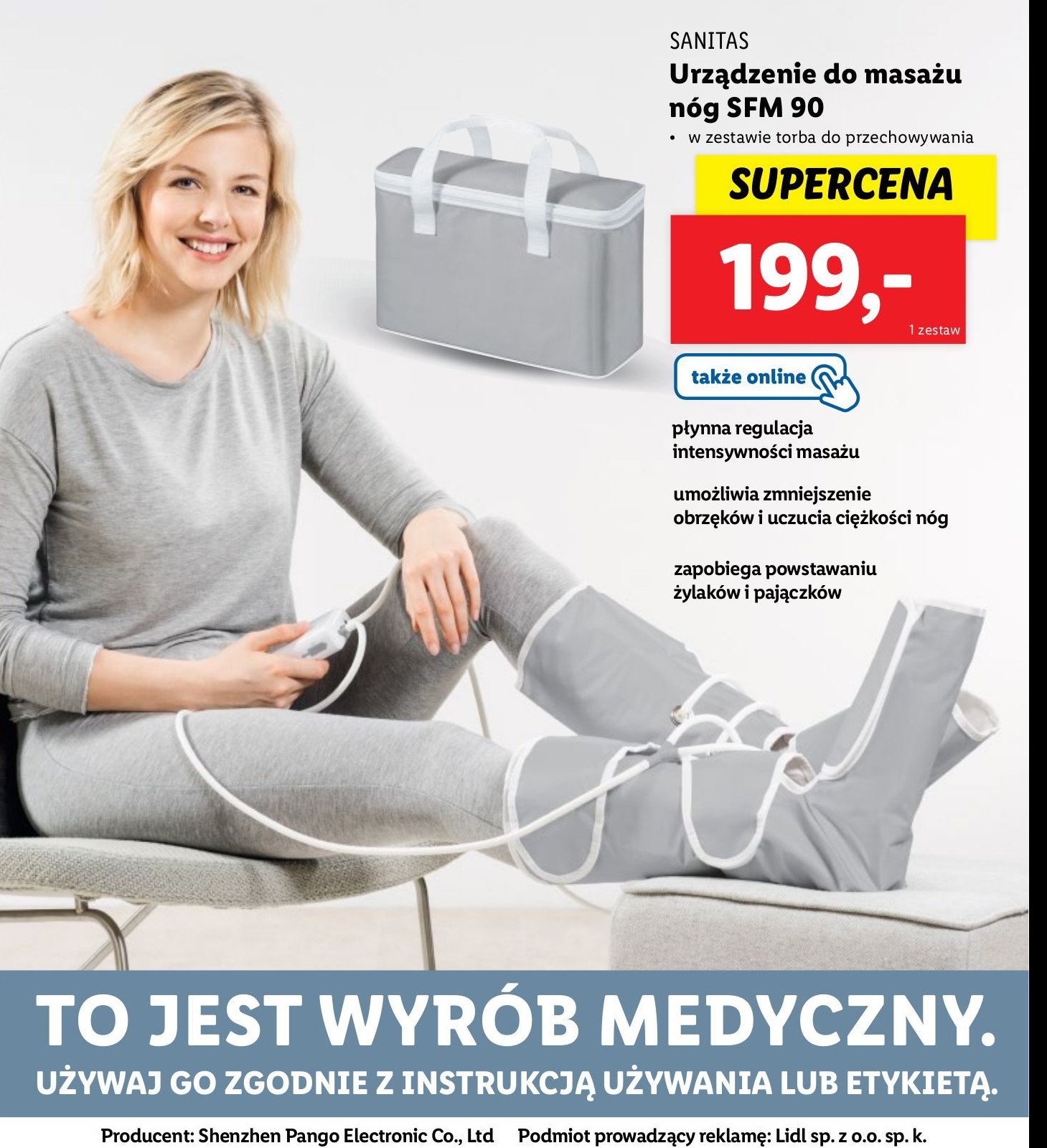 Urz膮dzenie do masa偶u kompresyjnego n贸g Sanitas promocja