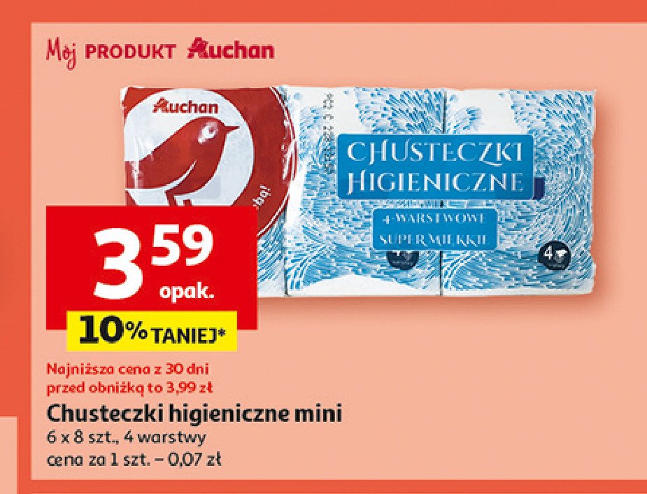 Chusteczki higieniczne mini Auchan promocja