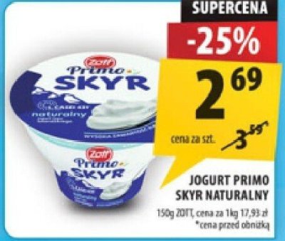 Jogurt Primo Skyr naturalny Danone promocja w Arhelan