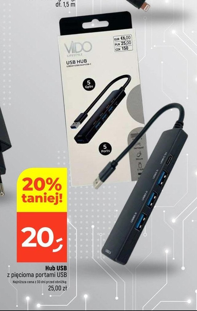 Kabel usb hub Vido promocja