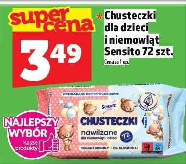 Chusteczki dla dzieci i niemowląt Sensito 72 szt. promocja w TOPAZ