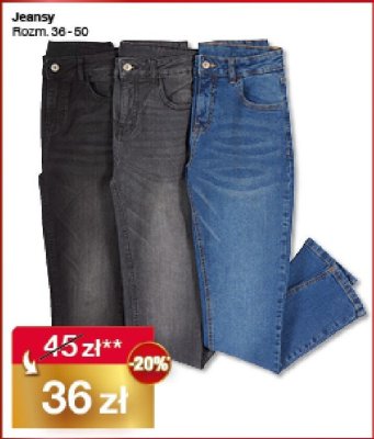 Jeansy damskie Rozm. 36 - 50 promocja w Woolworth