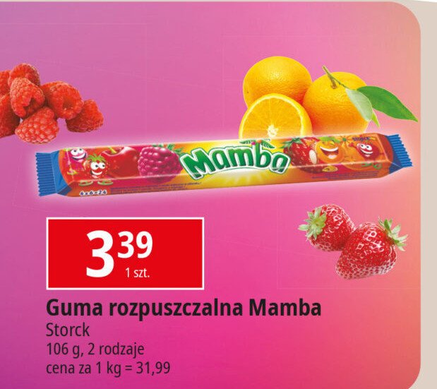 Guma rozpuszczalna wieloowocowa Mamba promocja w Leclerc