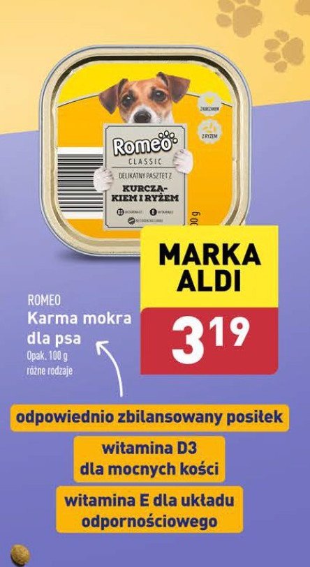 Karma dla psa z kurczakiem i ryżem Romeo (karma) promocja