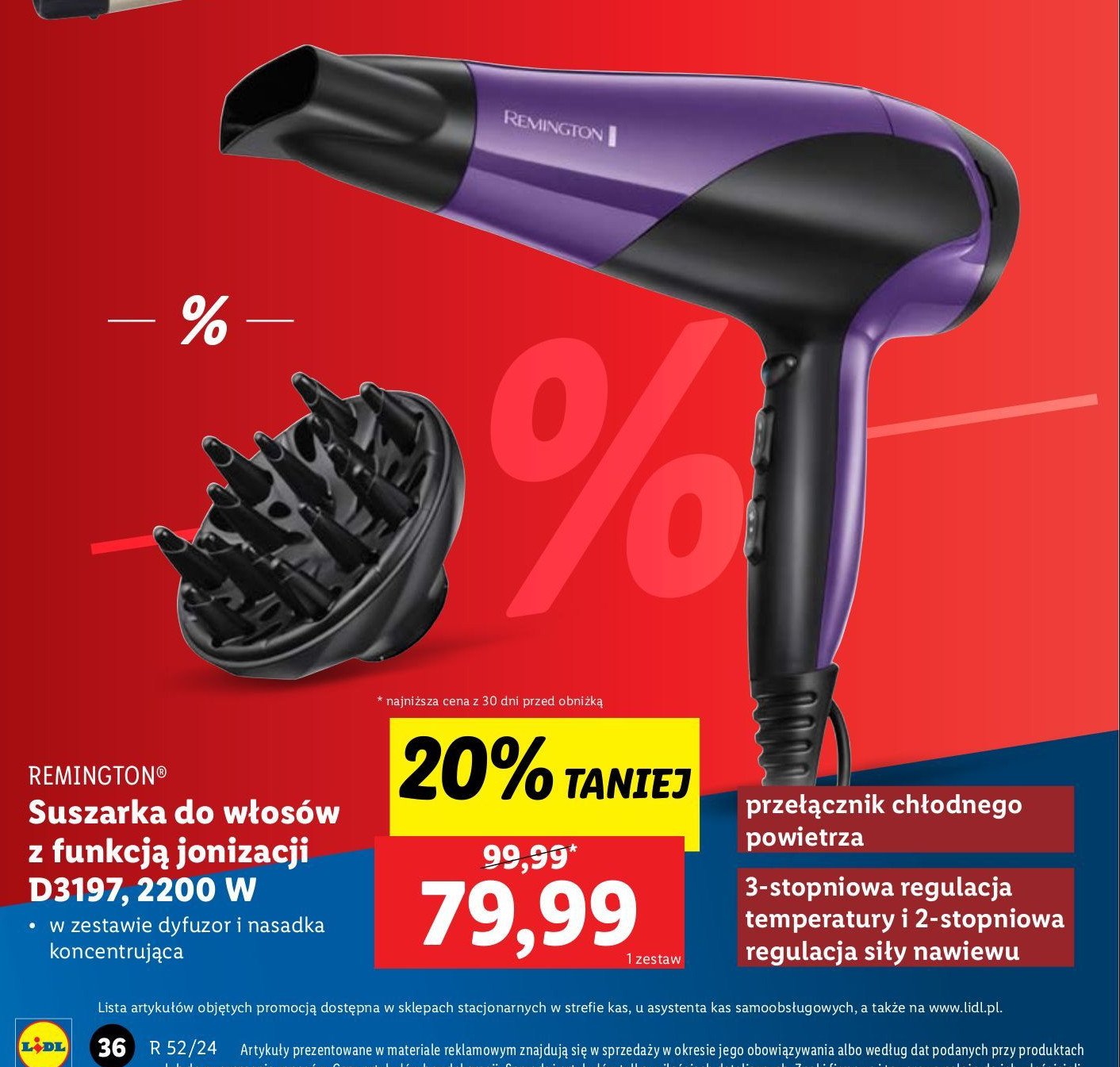 Suszarka do włosów d3197 Remington promocja w Lidl