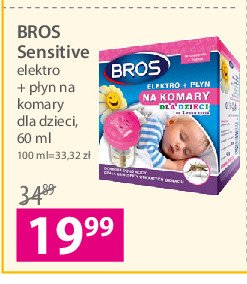 Płyn na komary 60 nocy sensitive dla dzieci Bros elektro promocja