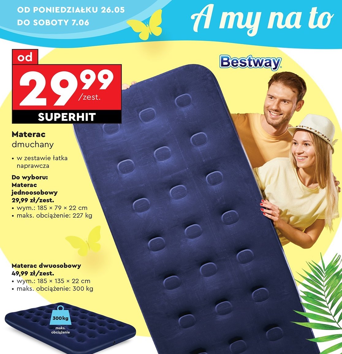 Materac 185 x 135 x 22 cm Bestway promocja w Biedronka