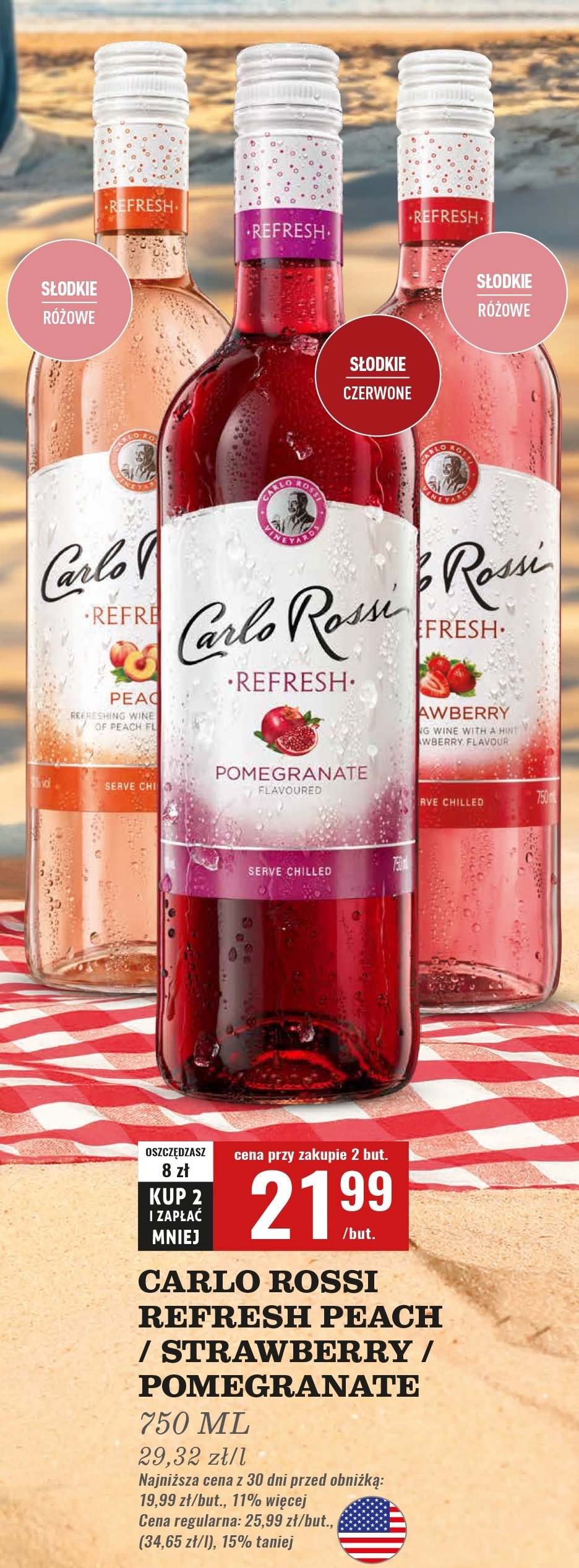 Wino Carlo rossi refresh pomegranate promocja w Biedronka