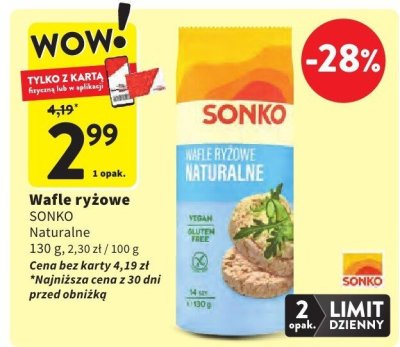 Wafle ryżowe SONKO Naturalne promocja w Intermarche
