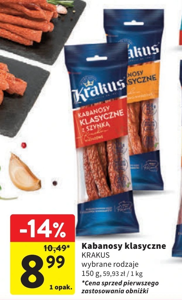 Kabanosy wieprzowo-drobiowe Krakus animex promocja w Intermarche