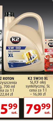 Olej syntetyczny 5w30 xl K2 promocja