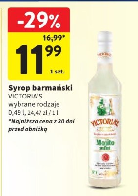 Syrop barmański VICTORIA'S Mojito Mint promocja w Intermarche
