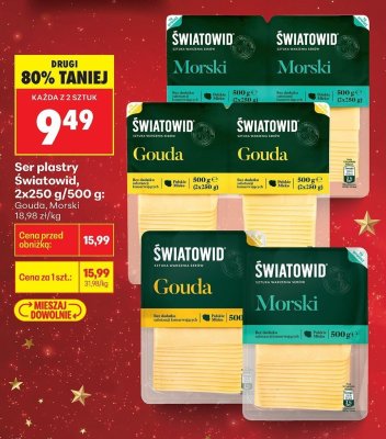 Ser plastry Światowid Gouda, 2x250 g/500 g promocja w Biedronka