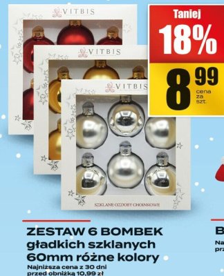 Zestaw 6 bombek gładkich szklanych 60mm różne kolory promocja w Supeco