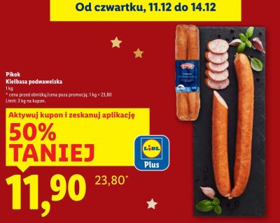 Kiełbasa podwawelska Pikok promocja w Lidl