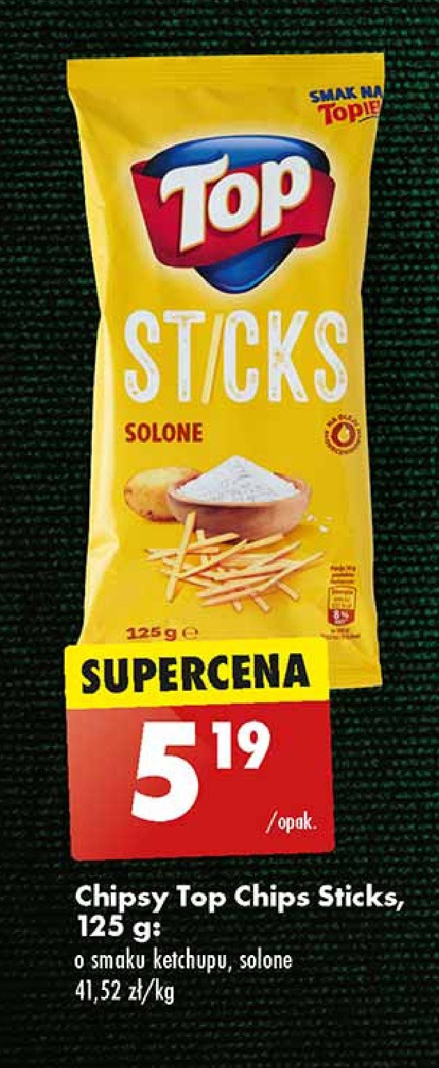 Chipsy solone Top chips sticks Top (biedronka) promocja