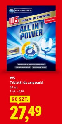 Tabletki do zmywarki W5 All In 1 Power promocja w Lidl