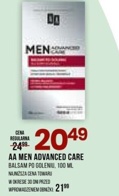 Balsam AA MEN ADVANCED CARE po goleniu, 100 ml promocja w Drogerie Natura