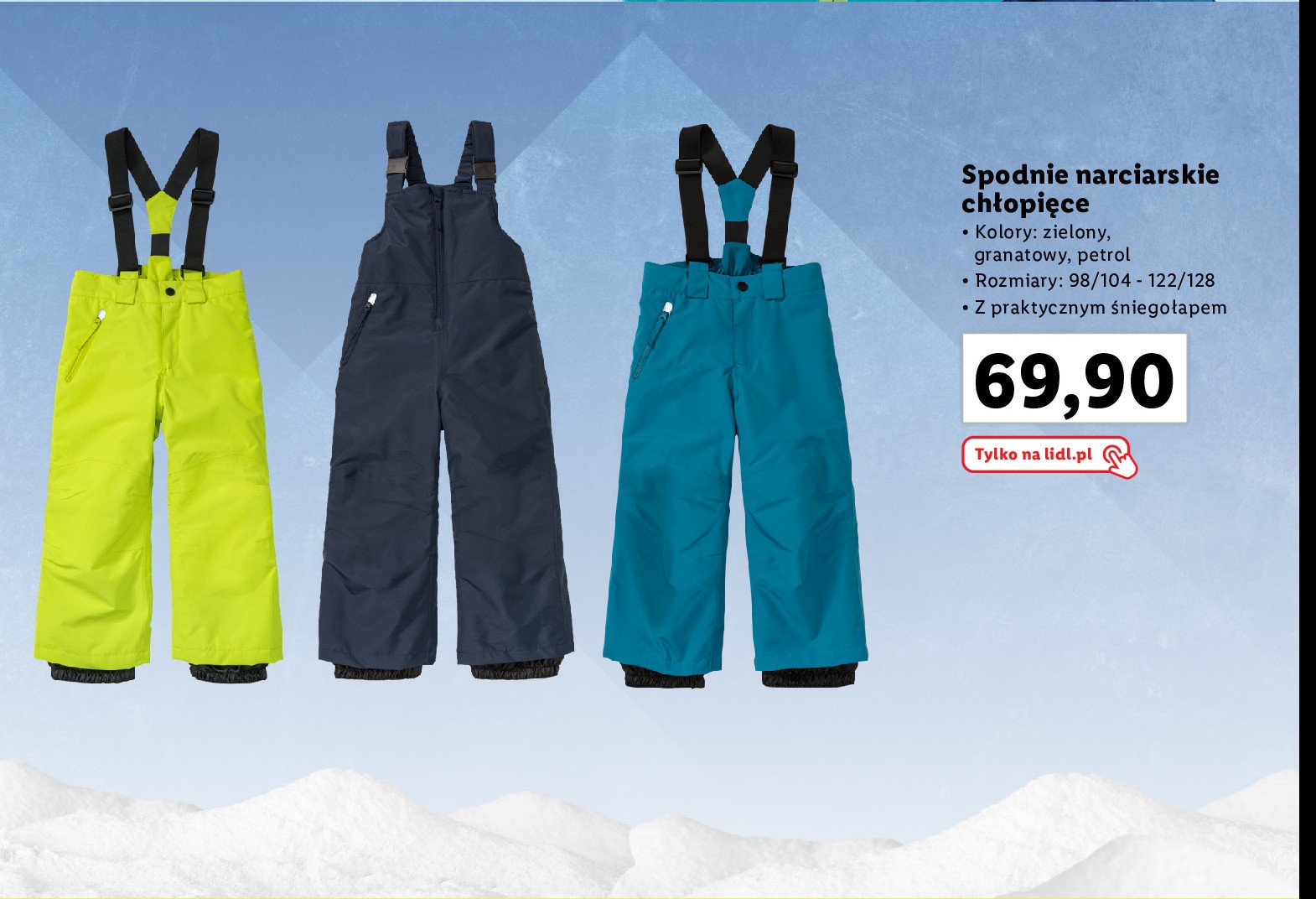 Spodnie narciarskie ch艂opi臋ce 98-104 petrol promocja